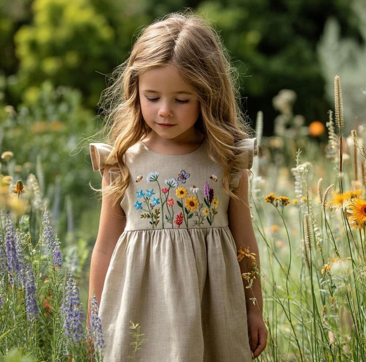 Linen Handmade Embroidered Dresses