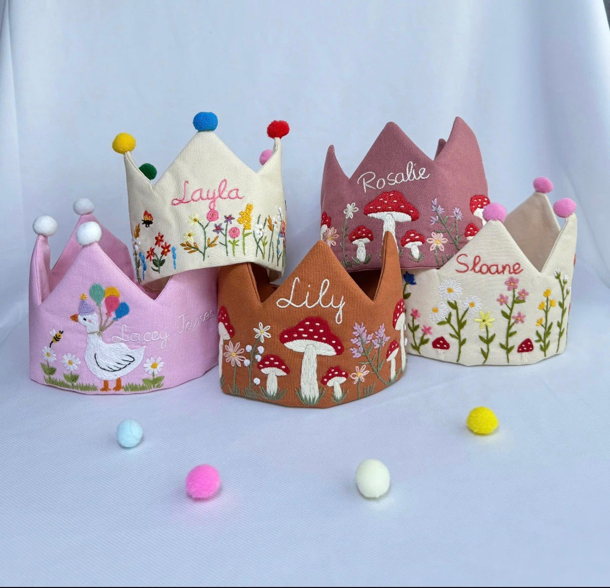 Linen Handmade Embroided Crowns